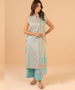 Alkaram Printed Light-Blue Lawn 3pc Unstitched