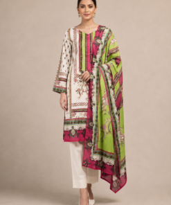 Khaadi Unstitched 3-Piece Printed Lawn – White 2