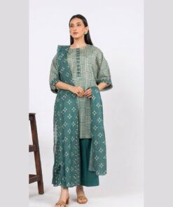 Alkaram Printed Green-1 Lawn 3pc Unstitched
