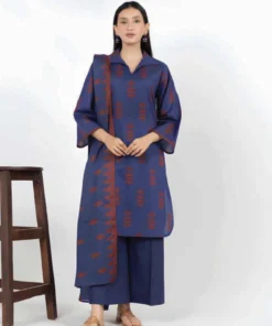 Alkaram Printed Blue-1 Lawn 3pc Unstitched
