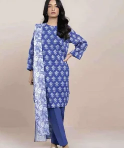 Alkaram Printed Blue-2 Lawn 3pc Unstitched