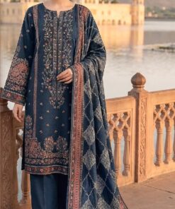 Mashaim 3Piece Printed Lawn Navy Blue
