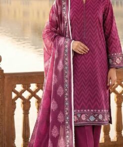Mashaim 3Piece Printed Lawn Magenta