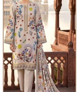 Mashaim 3Piece Printed Lawn Light Beige