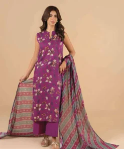 Alkaram Printed Lawn 3pc Pink Unstitched