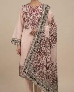 Khaadi Lawn 3pc Unstitchevd Printed Light-Pink