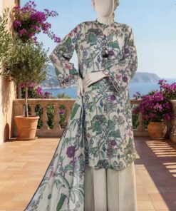 MTJ Printed Lawn 3pc Grey Unstitched