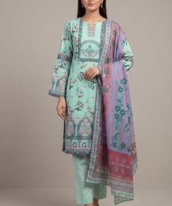 Khaadi Lawn 3pc Unstitchevd Printed Mint Green