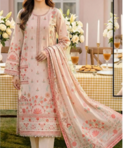 Mashaim 3 pc Printed Lawn Light Peach