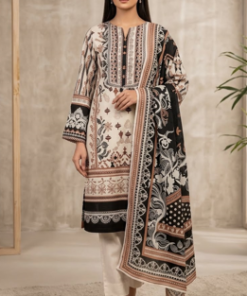 Khaadi Lawn 3pc Unstitched Printed Off-white
