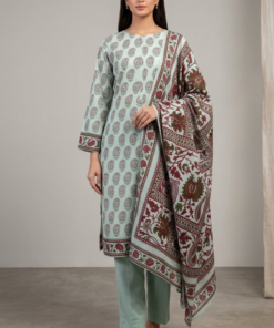 Khaadi Lawn 3pc Unstitched Printed light mint