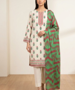 Khaadi Lawn 3pc Unstitched Printed off-white 1
