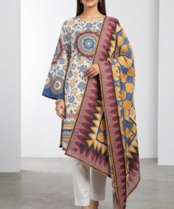 Khaadi Lawn 3pc Unstitched Printed off-white 2