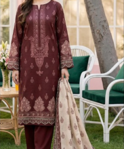 Mashaim 3 pc Printed Lawn Burgundy